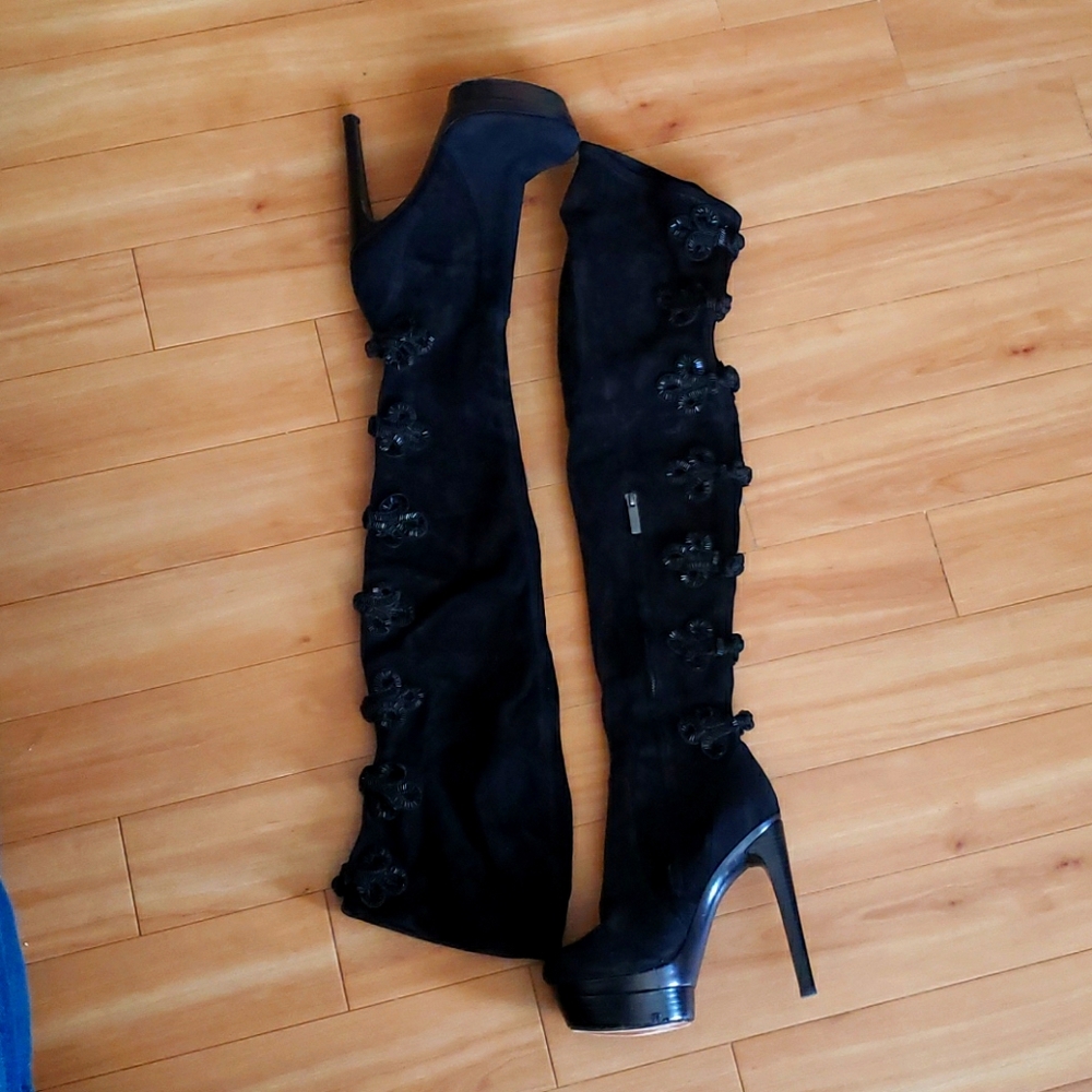RARE! Rachel Zoe Black Thigh High Suede Boot